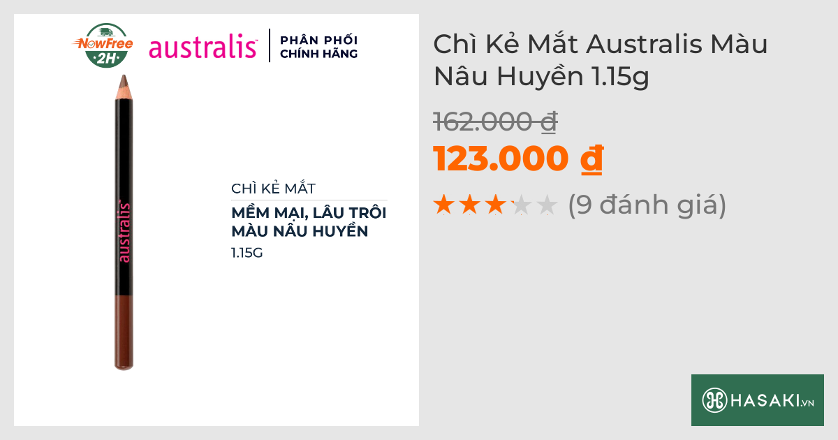 Chì Kẻ Mắt Australis Màu Nâu Huyền 1.15g