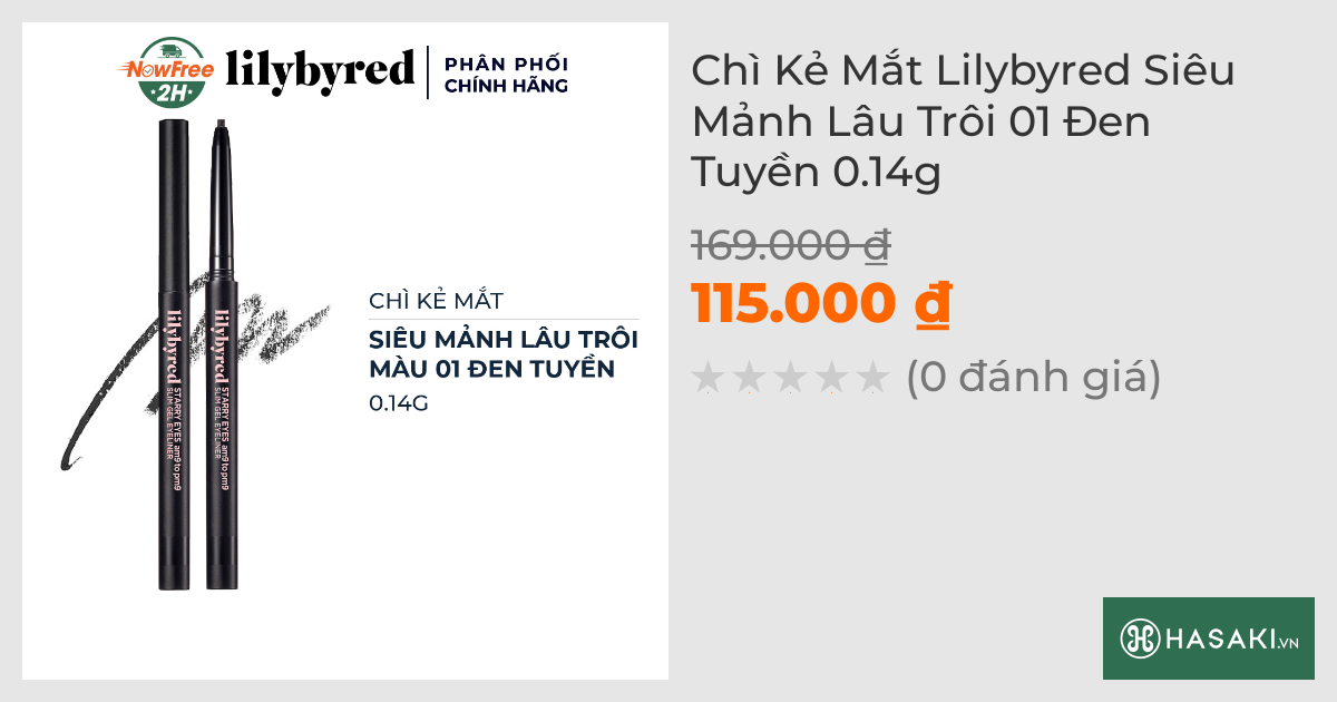 Chì Kẻ Mắt Lilybyred Siêu Mảnh Lâu Trôi 01 Đen Tuyền 0.14g