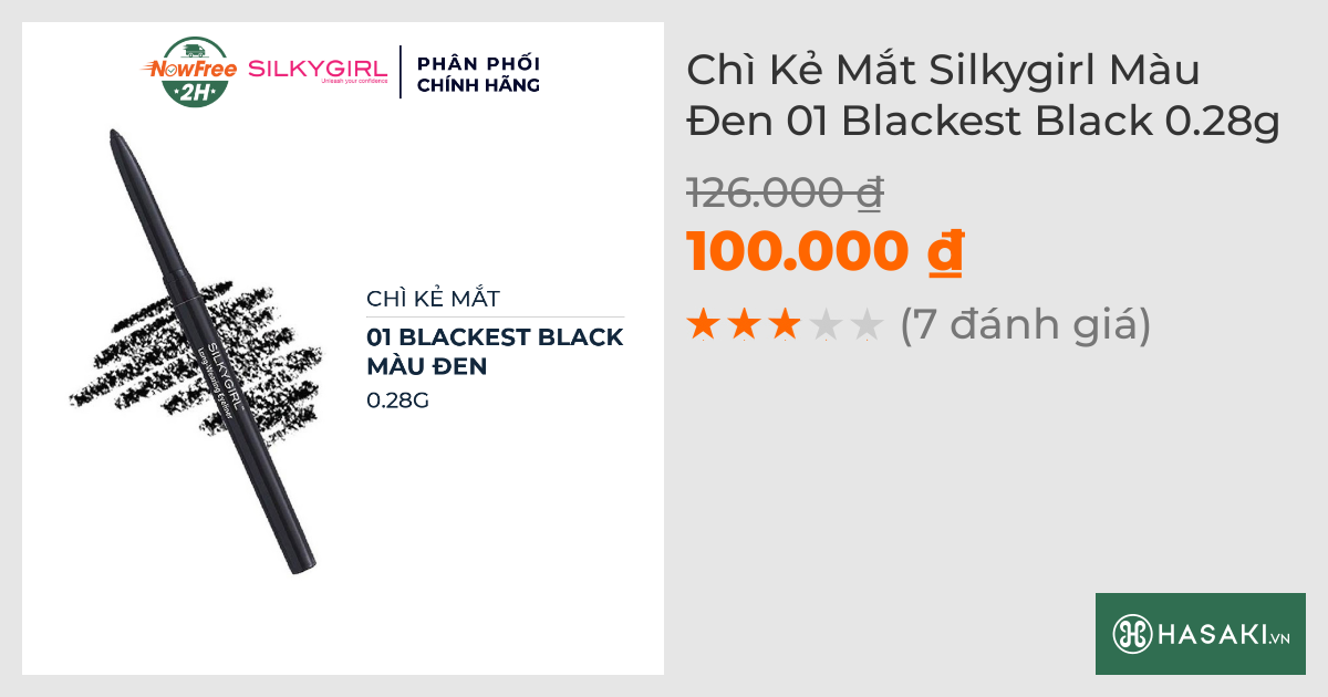 Chì Kẻ Mắt Silkygirl Màu Đen 01 Blackest Black 0.28g