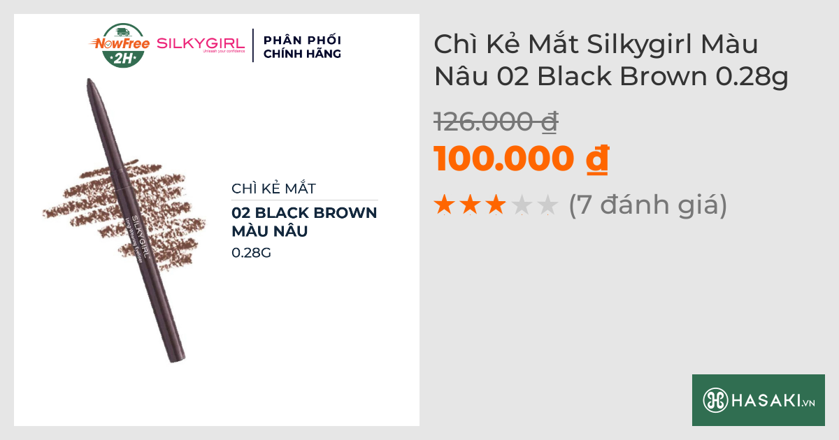 Chì Kẻ Mắt Silkygirl Màu Nâu 02 Black Brown 0.28g