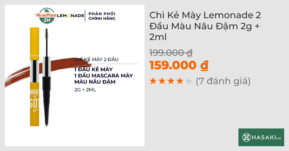 Chì Kẻ Mày Lemonade 2 Đầu Màu Nâu Đậm 2g+2ml