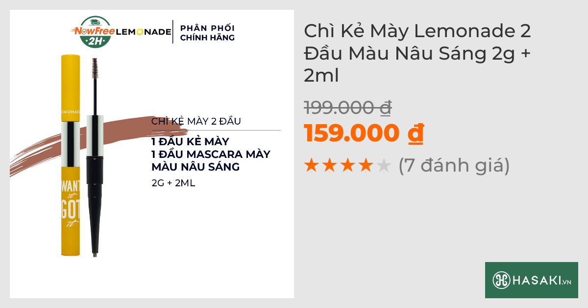 Chì Kẻ Mày Lemonade 2 Đầu Màu Nâu Sáng 2g+2ml