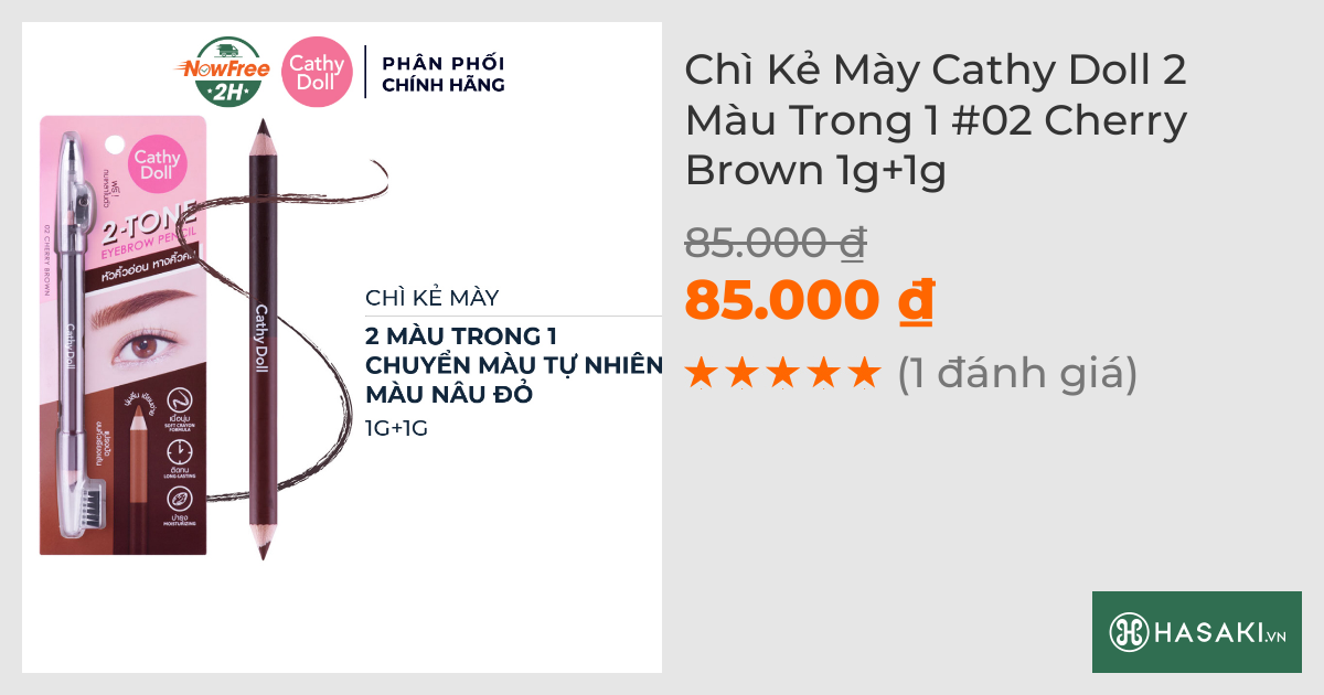 Chì Kẻ Mày Cathy Doll 2 Màu Trong 1 #02 Cherry Brown 1g+1g