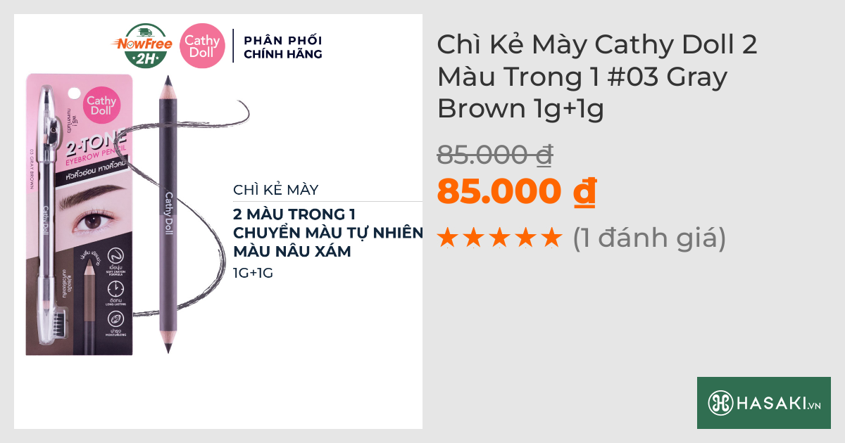 Chì Kẻ Mày Cathy Doll 2 Màu Trong 1 #03 Gray Brown 1g+1g