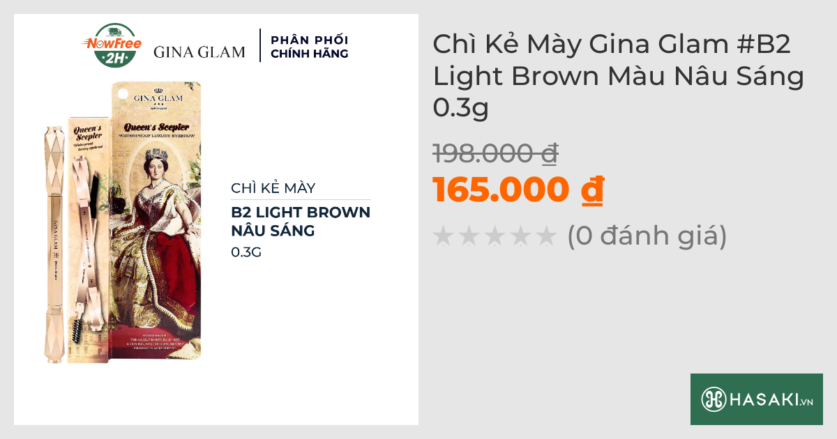 Chì Kẻ Mày Gina Glam #B2 Light Brown Màu Nâu Sáng 0.3g