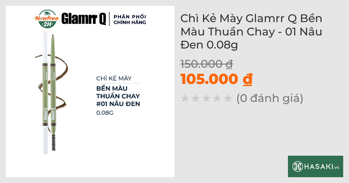 Chì Kẻ Mày Glamrr Q Bền Màu Thuần Chay - 01 Nâu Đen 0.08g