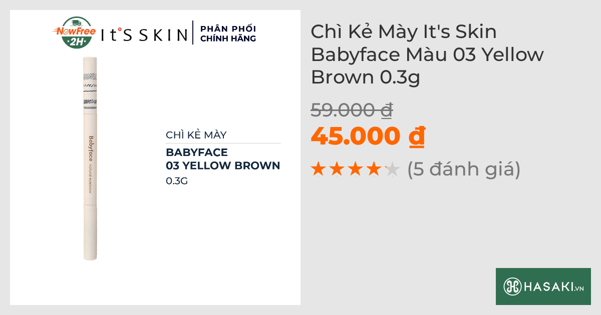 Chì Kẻ Mày It's Skin Babyface Màu 03 Yellow Brown 0.3g