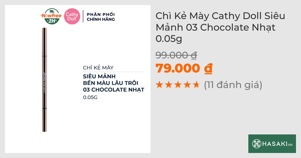 Chì Kẻ Mày Cathy Doll Siêu Mảnh 03 Chocolate Nhạt 0.05g