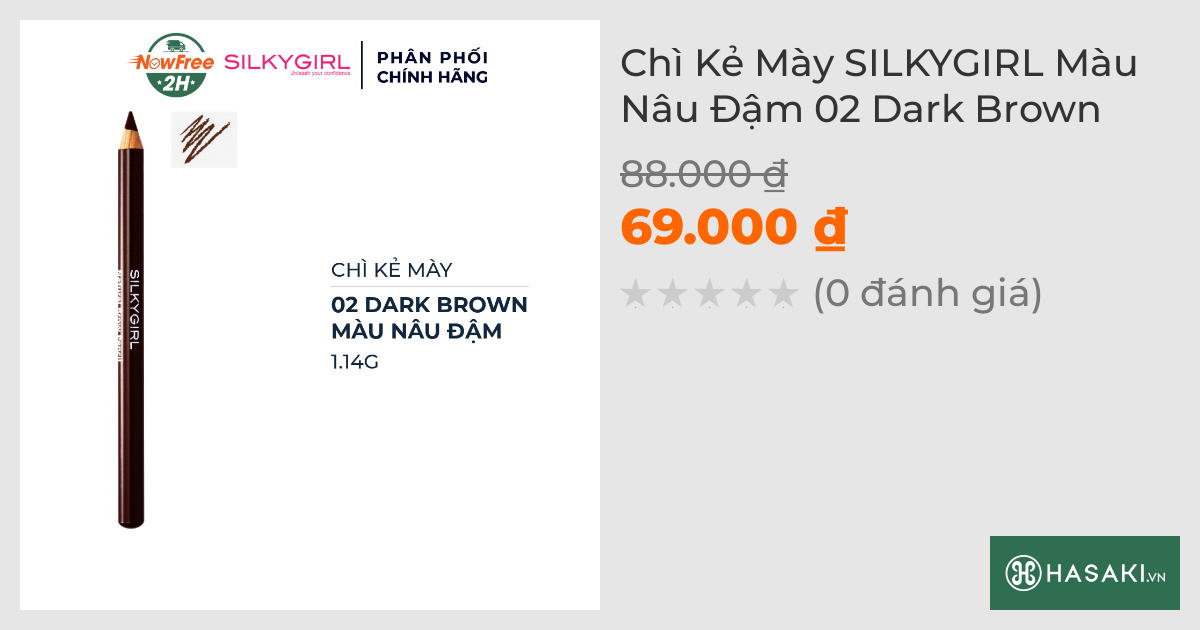 Chì Kẻ Mày SILKYGIRL Màu Nâu Đậm 02 Dark Brown