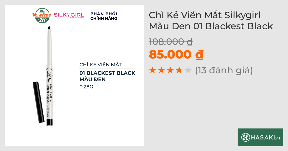 Chì Kẻ Viền Mắt Silkygirl Màu Đen 01 Blackest Black