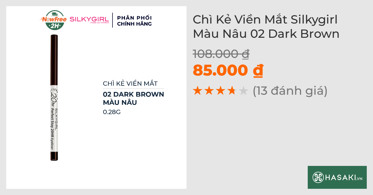 Chì Kẻ Viền Mắt Silkygirl Màu Nâu 02 Dark Brown