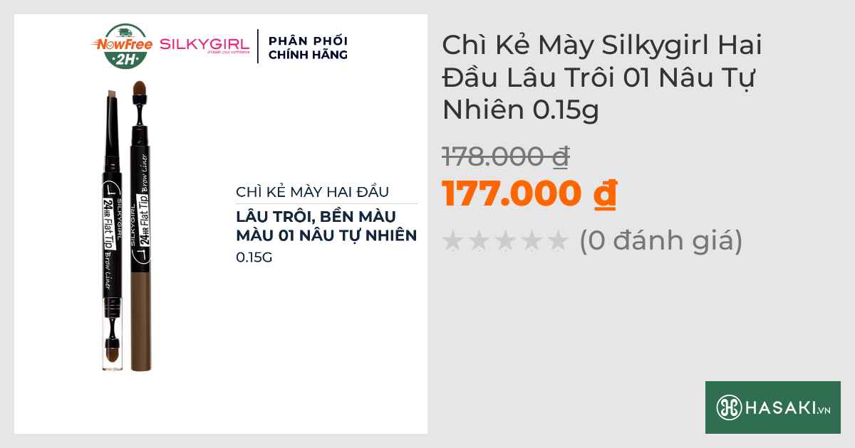 Chì Kẻ Mày Silkygirl Hai Đầu Lâu Trôi 01 Nâu Tự Nhiên 0.15g