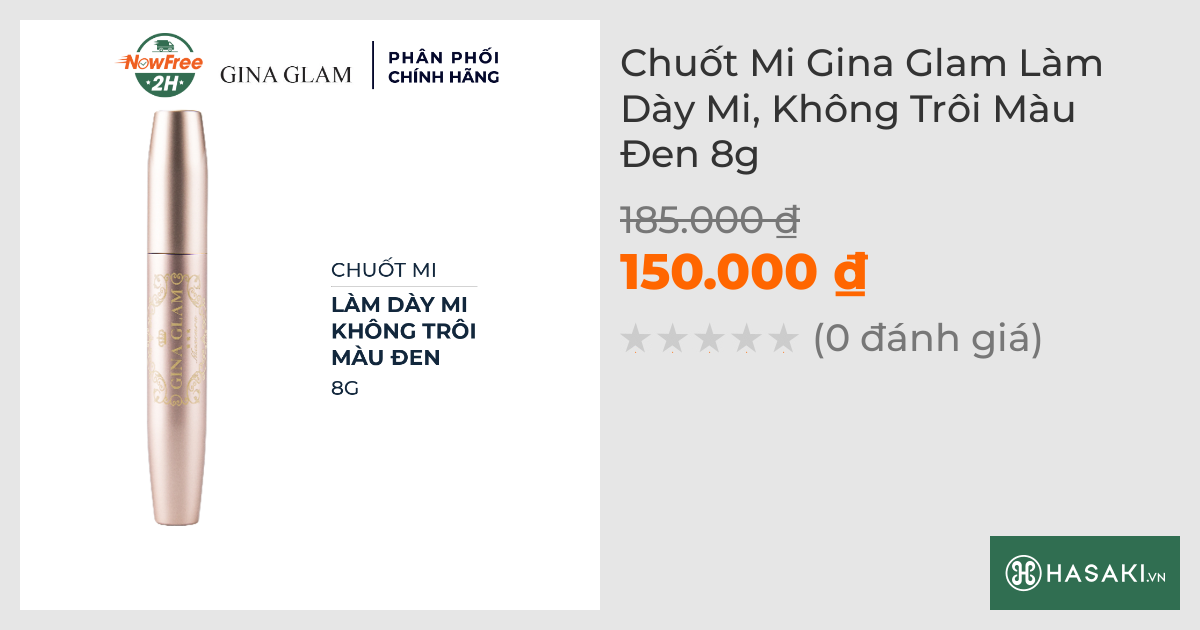 Chuốt Mi Gina Glam Làm Dày Mi, Không Trôi Màu Đen 8g