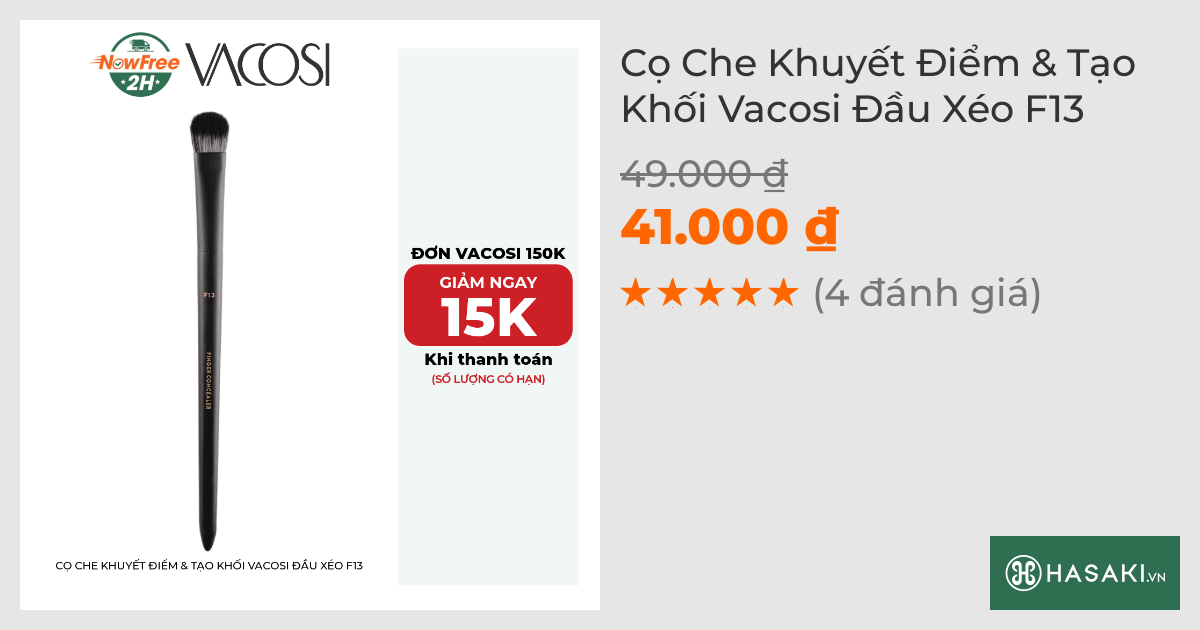 Cọ Che Khuyết Điểm & Tạo Khối Vacosi Đầu Xéo F13