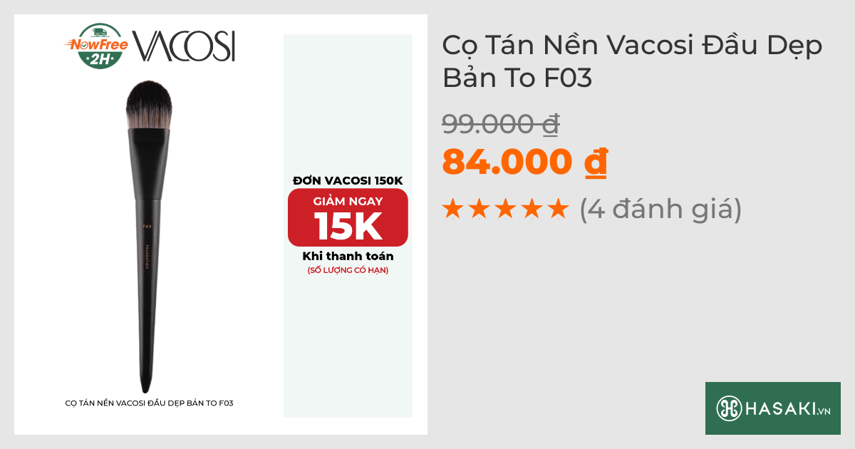 Cọ Tán Nền Vacosi Đầu Dẹp Bản To F03