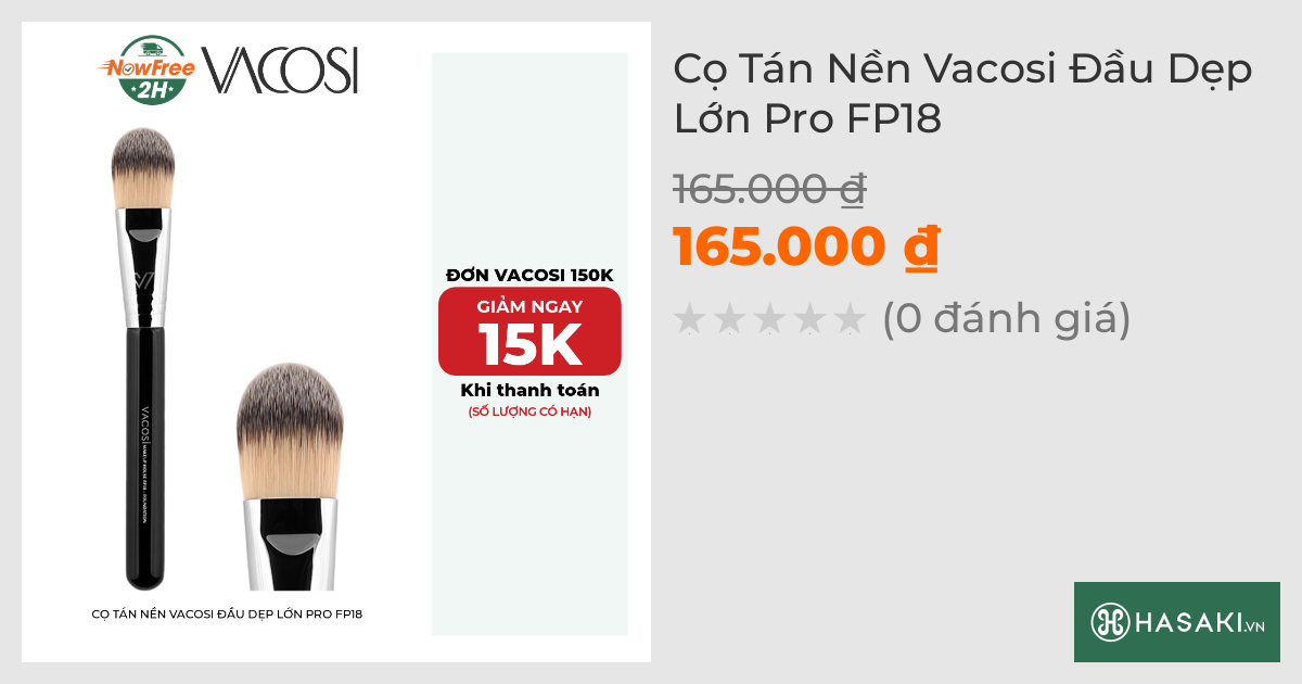 Cọ Tán Nền Vacosi Đầu Dẹp Lớn Pro FP18