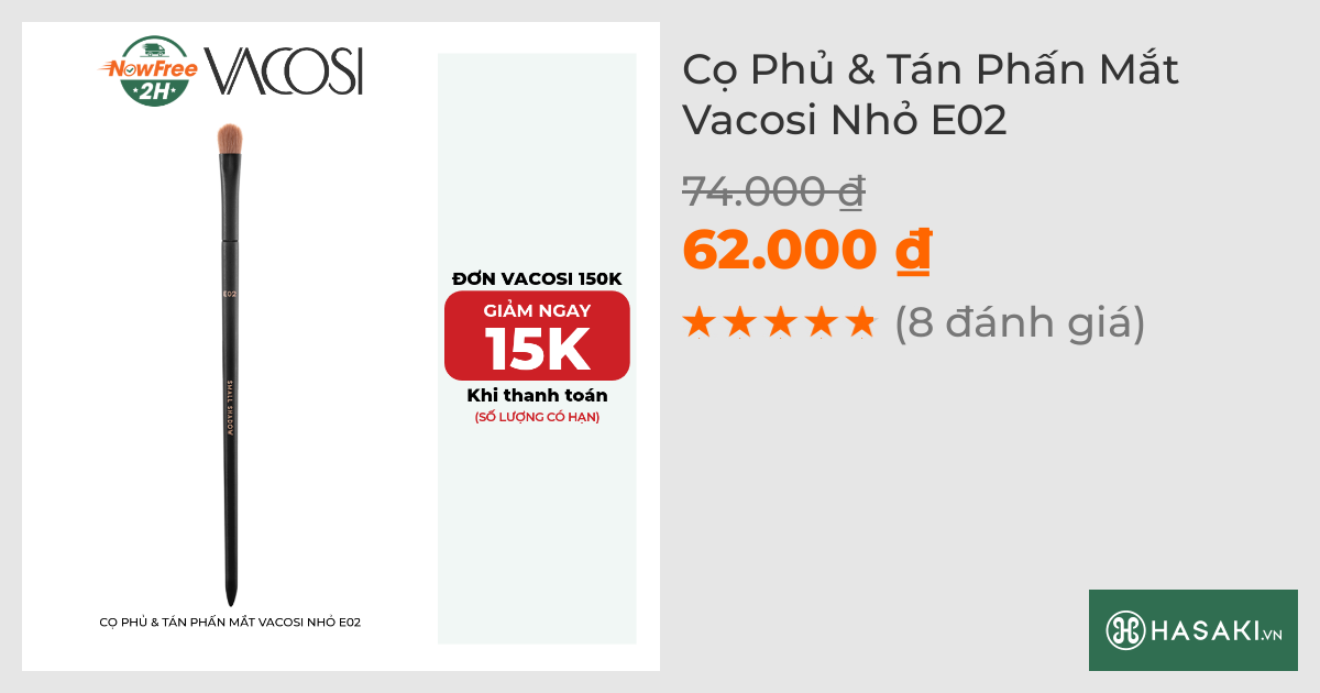 Cọ Phủ & Tán Phấn Mắt Vacosi Nhỏ E02