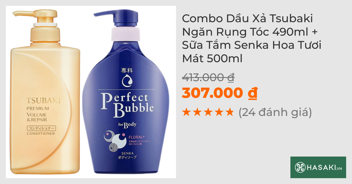 Combo Dầu Xả Tsubaki Ngăn Rụng Tóc 490ml + Sữa Tắm Senka Hoa Tươi Mát ...