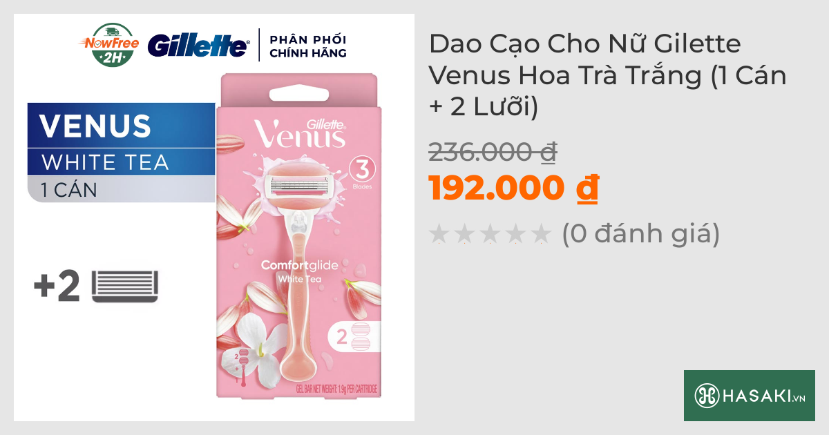 Dao Cạo Cho Nữ Gillette Venus Hoa Trà Trắng (1 Cán + 2 Lưỡi)