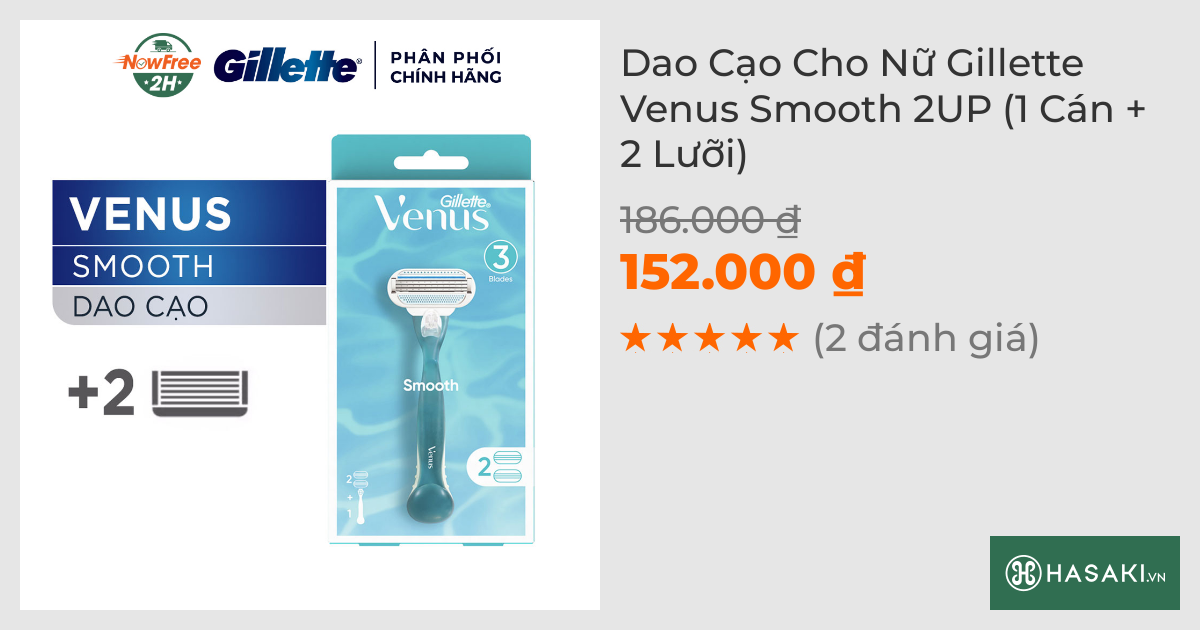 Dao Cạo Cho Nữ Gillette Venus Smooth 2UP (1 Cán + 2 Lưỡi)