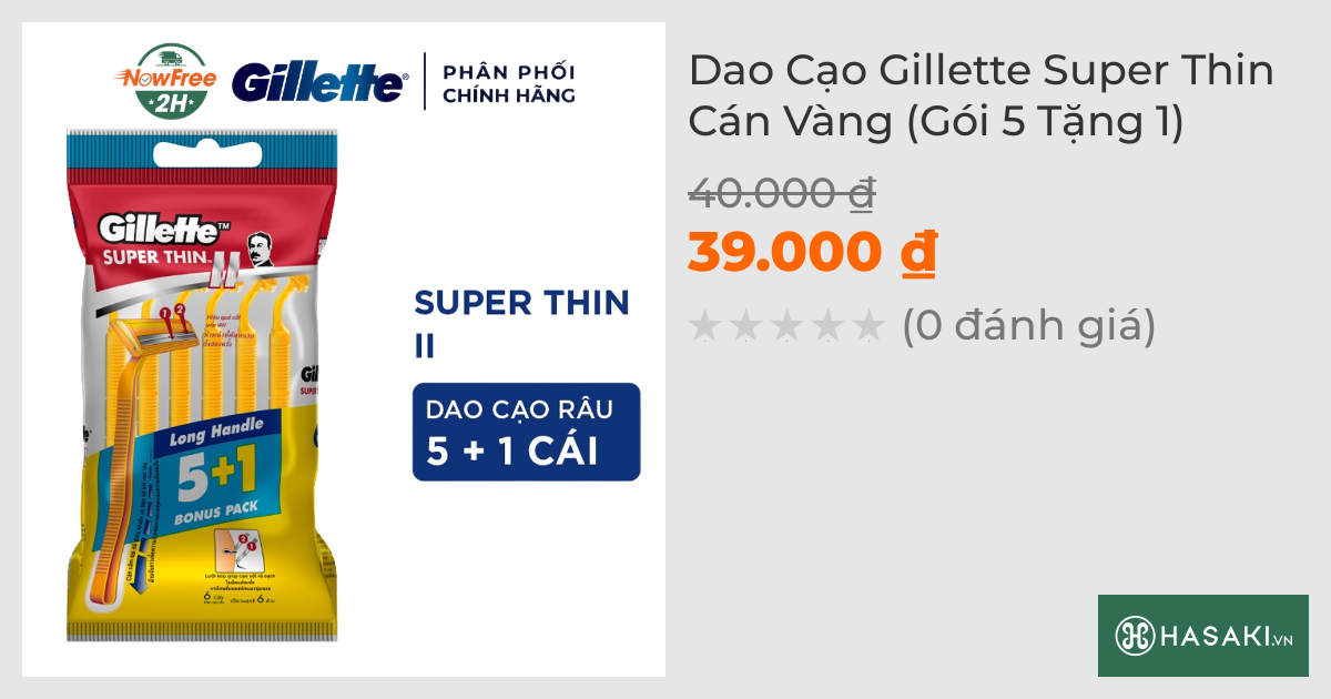 Dao Cạo Gillette Super Thin Cán Vàng (Gói 5 Tặng 1)