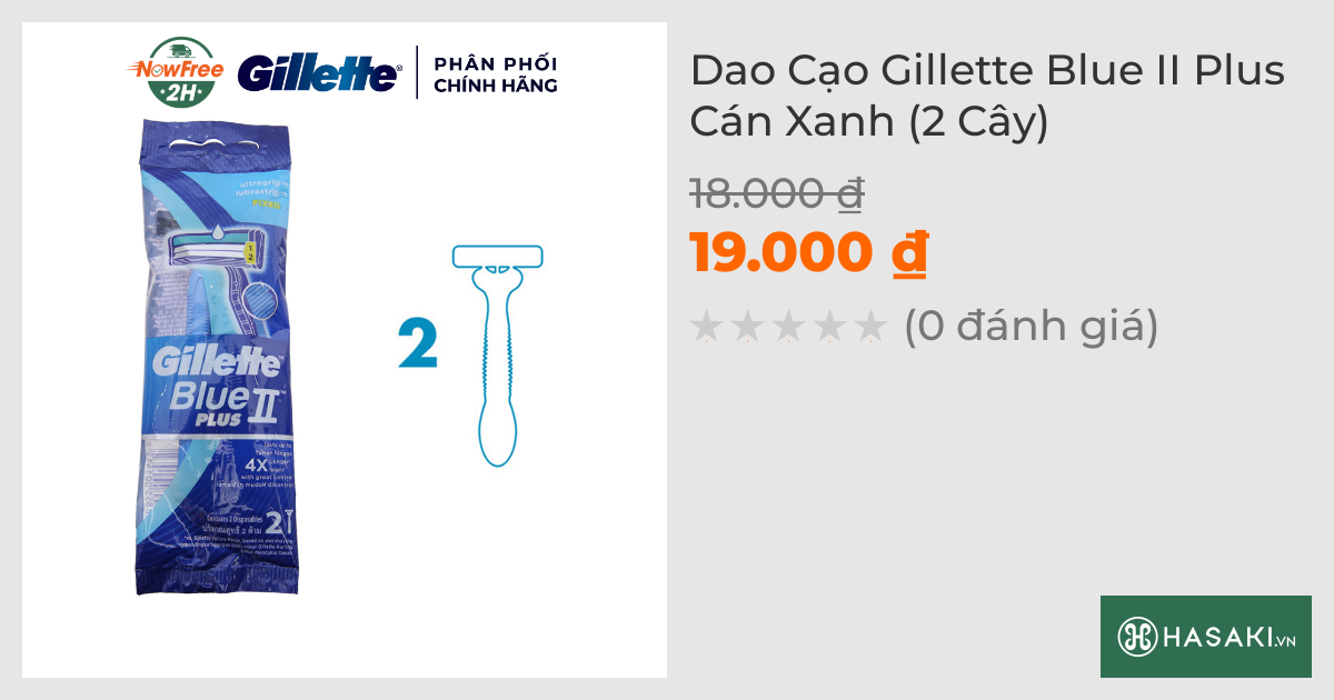 Dao Cạo Gillette Blue II Plus Cán Xanh (2 Cây)