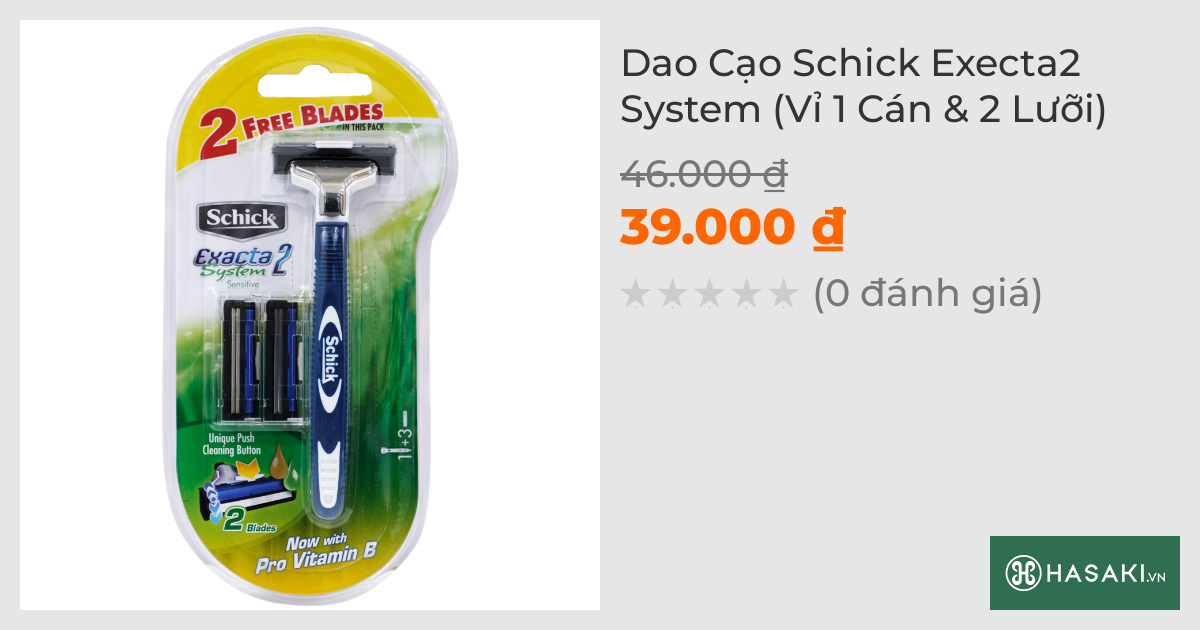 Dao Cạo Schick Execta2 System (Vỉ 1 Cán & 2 Lưỡi)