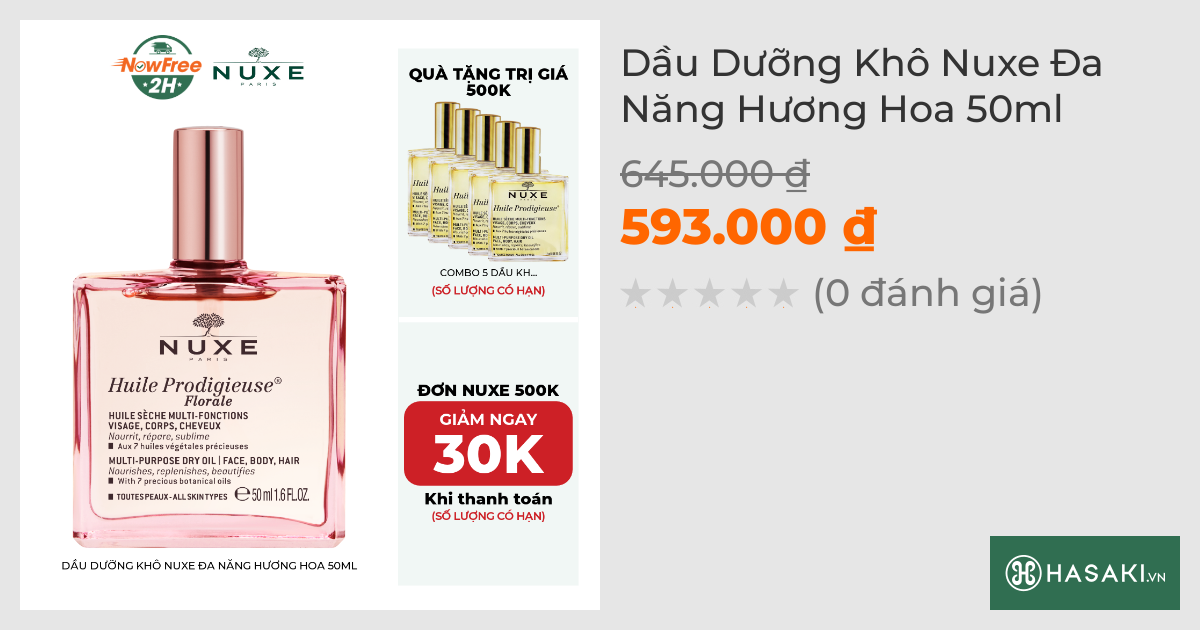 Dầu Dưỡng Khô Nuxe Đa Năng Hương Hoa 50ml