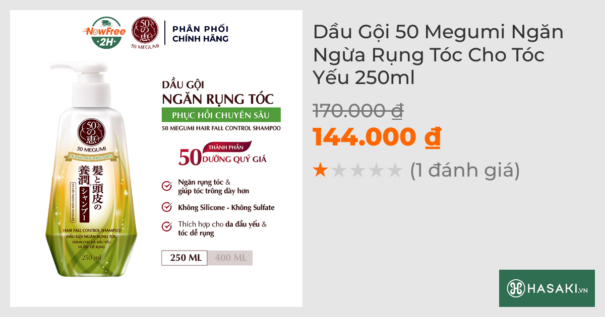 Dầu Gội 50 Megumi Ngăn Rụng Tóc, Hỗ Trợ Phục Hồi 250ml