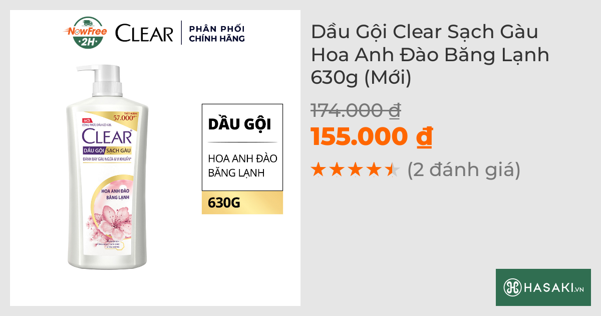 Dầu Gội Clear Sạch Gàu Hoa Anh Đào Thơm Mát 630g