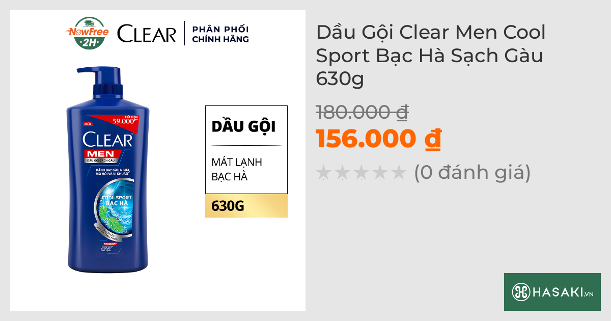 Dầu Gội Clear Men Cool Sport Bạc Hà 630g