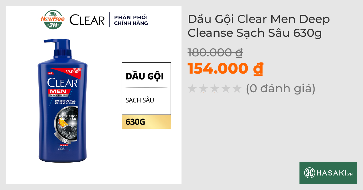 Dầu Gội Clear Men Deep Cleanse Sạch Sâu 630g