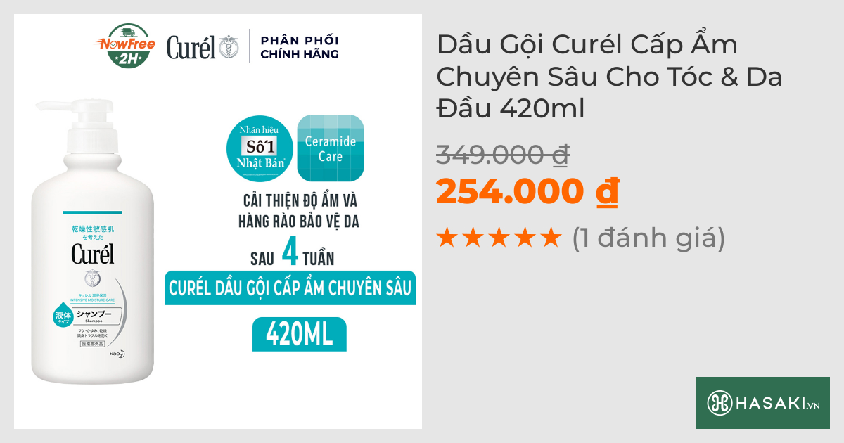 Dầu Gội Curél Cấp Ẩm Chuyên Sâu Cho Tóc & Da Đầu 420ml