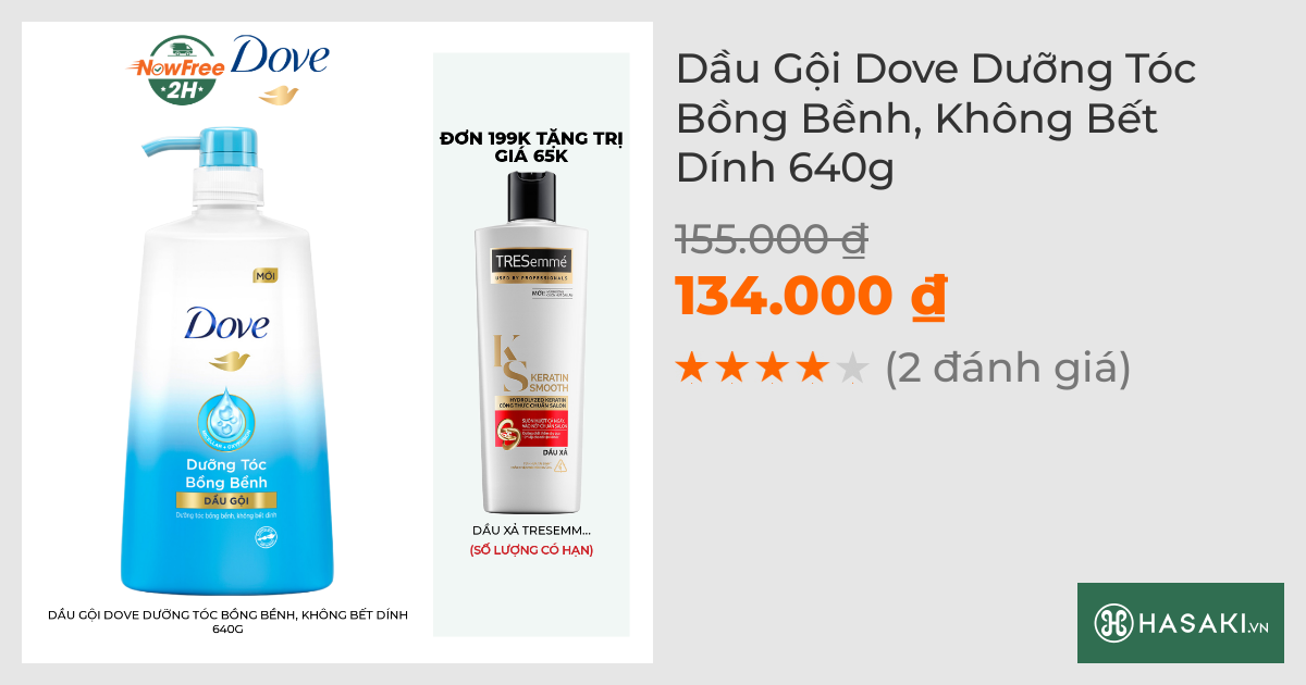 Dầu Gội Dove Dưỡng Tóc Bồng Bềnh, Không Bết Dính 640g