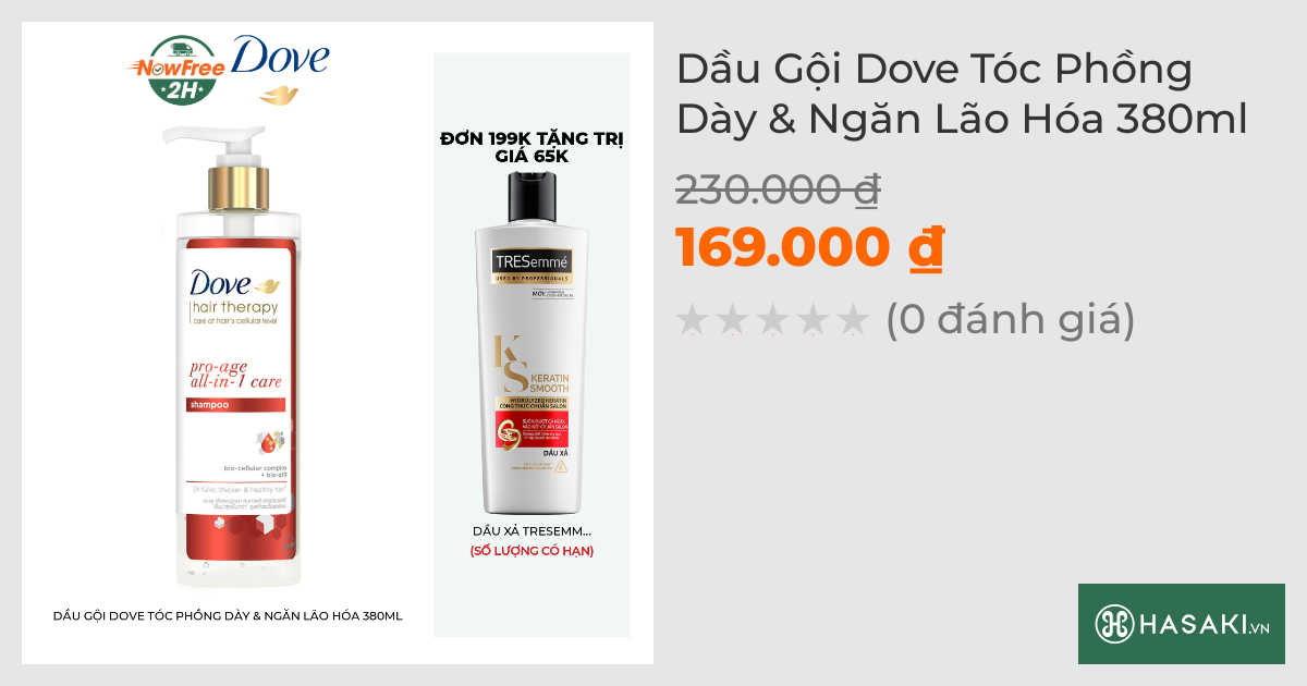 Dầu Gội Dove Tóc Phồng Dày & Ngăn Lão Hóa 380ml