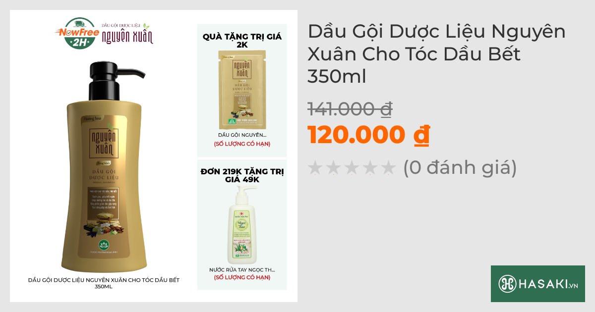 Dầu Gội Dược Liệu Nguyên Xuân Cho Tóc Dầu Bết 350ml