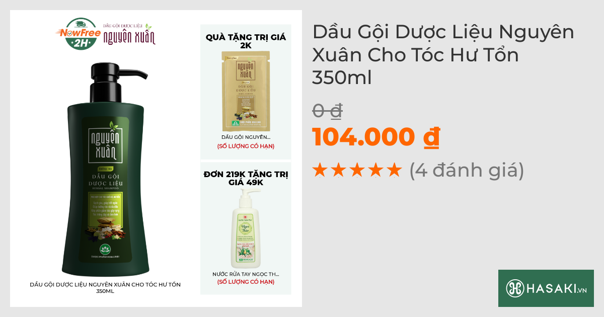 Dầu Gội Dược Liệu Nguyên Xuân Cho Tóc Hư Tổn 350ml