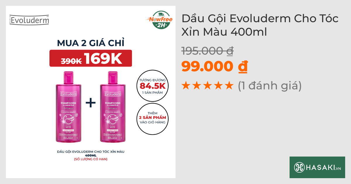 Dầu Gội Evoluderm Cho Tóc Xỉn Màu 400ml