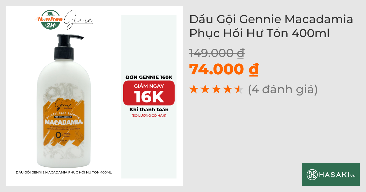 Dầu Gội Gennie Macadamia Phục Hồi Hư Tổn 400ml