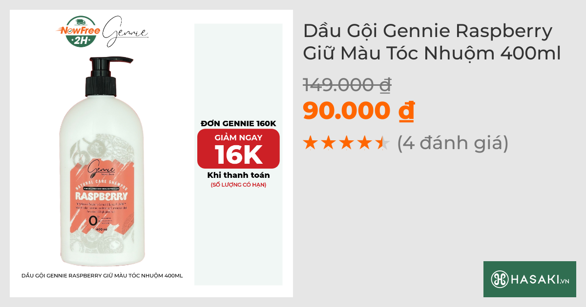 Dầu Gội Gennie Raspberry Giữ Màu Tóc Nhuộm 400ml