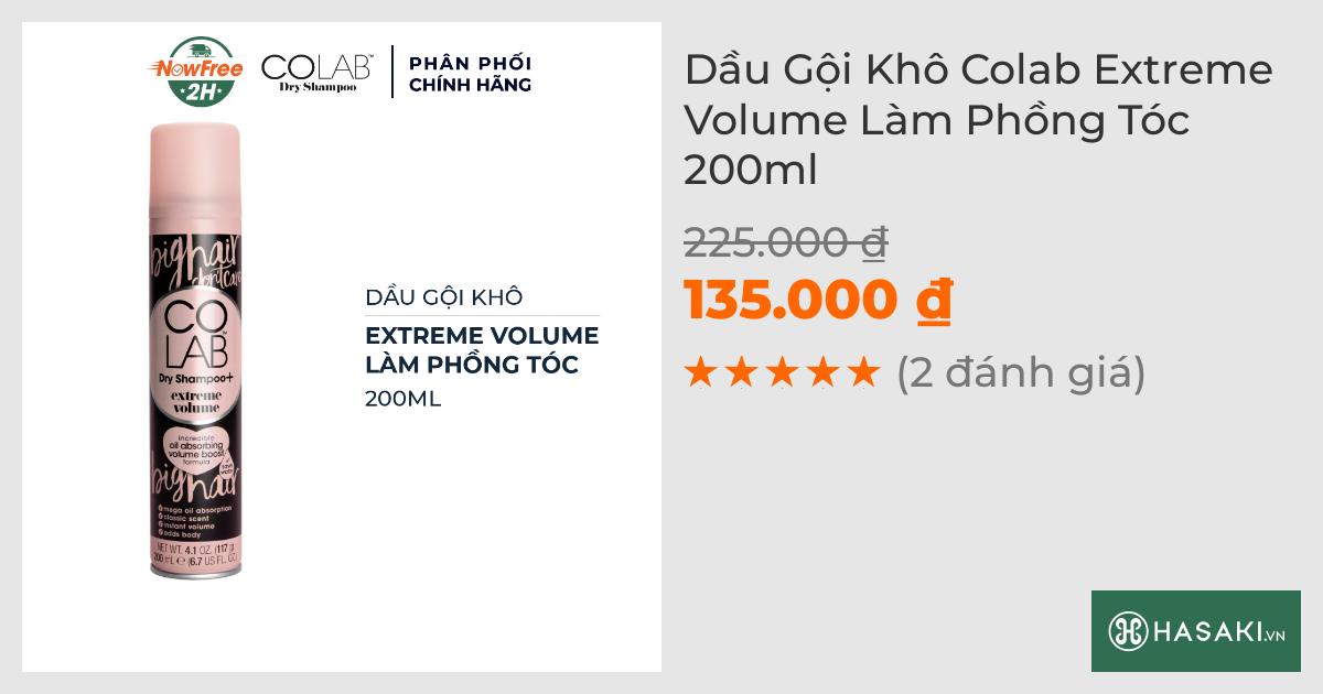 Dầu Gội Khô Colab Extreme Volume Làm Phồng Tóc 200ml