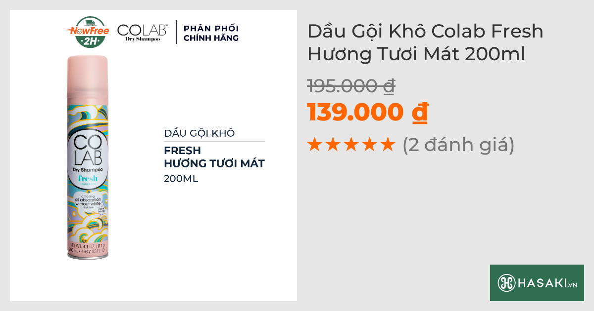 Dầu Gội Khô Colab Fresh Hương Tươi Mát 200ml