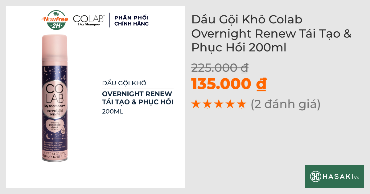 Dầu Gội Khô Colab Overnight Renew Tái Tạo & Phục Hồi 200ml