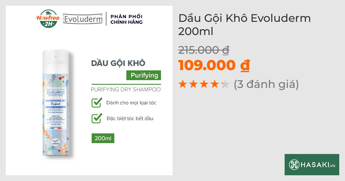 Dầu Gội Khô Evoluderm 200ml