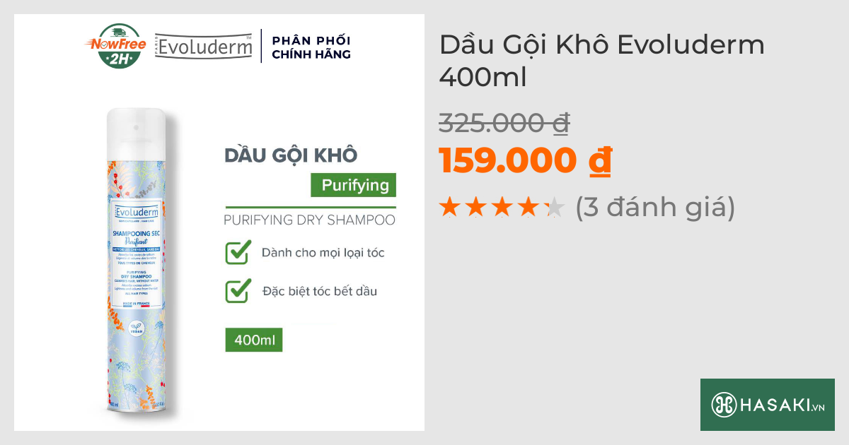 Dầu Gội Khô Evoluderm 400ml