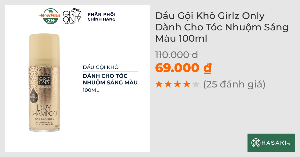 Dầu Gội Khô Girlz Only Dành Cho Tóc Nhuộm Sáng Màu 100ml