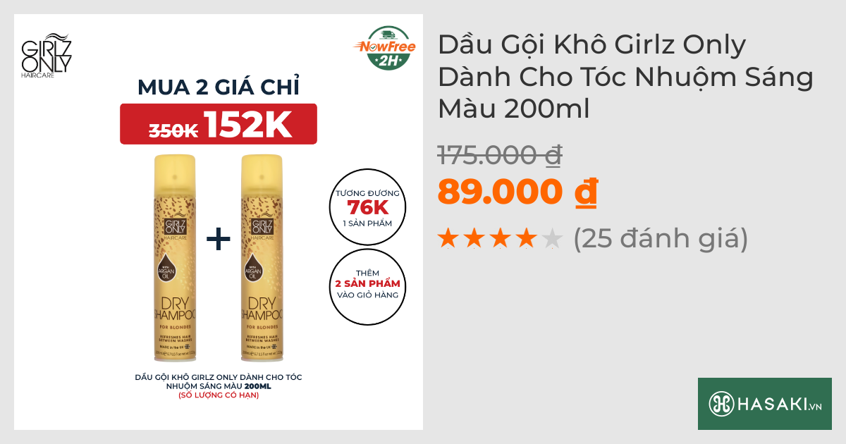 Dầu Gội Khô Girlz Only Dành Cho Tóc Nhuộm Sáng Màu 200ml