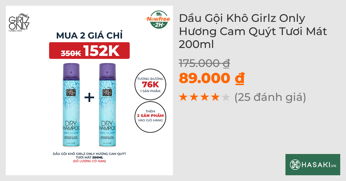 Dầu Gội Khô Girlz Only Hương Cam Quýt Tươi Mát 200ml