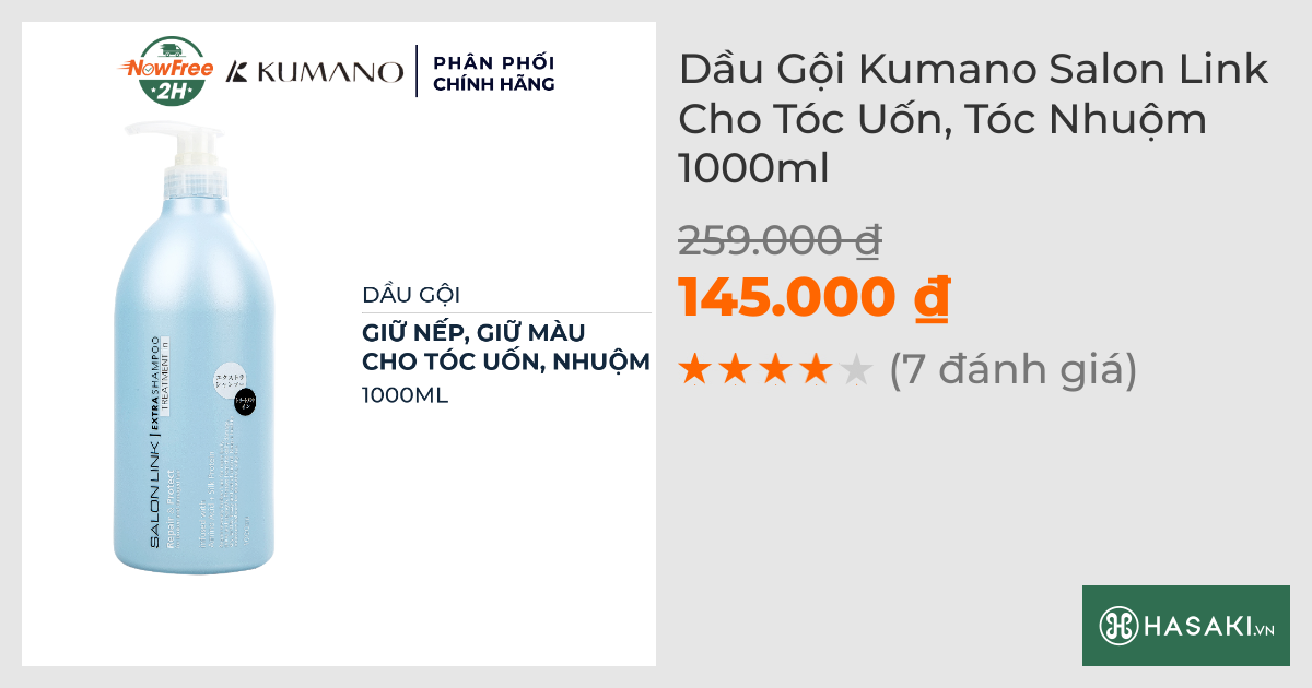 Dầu Gội Kumano Salon Link Cho Tóc Uốn, Tóc Nhuộm 1000ml