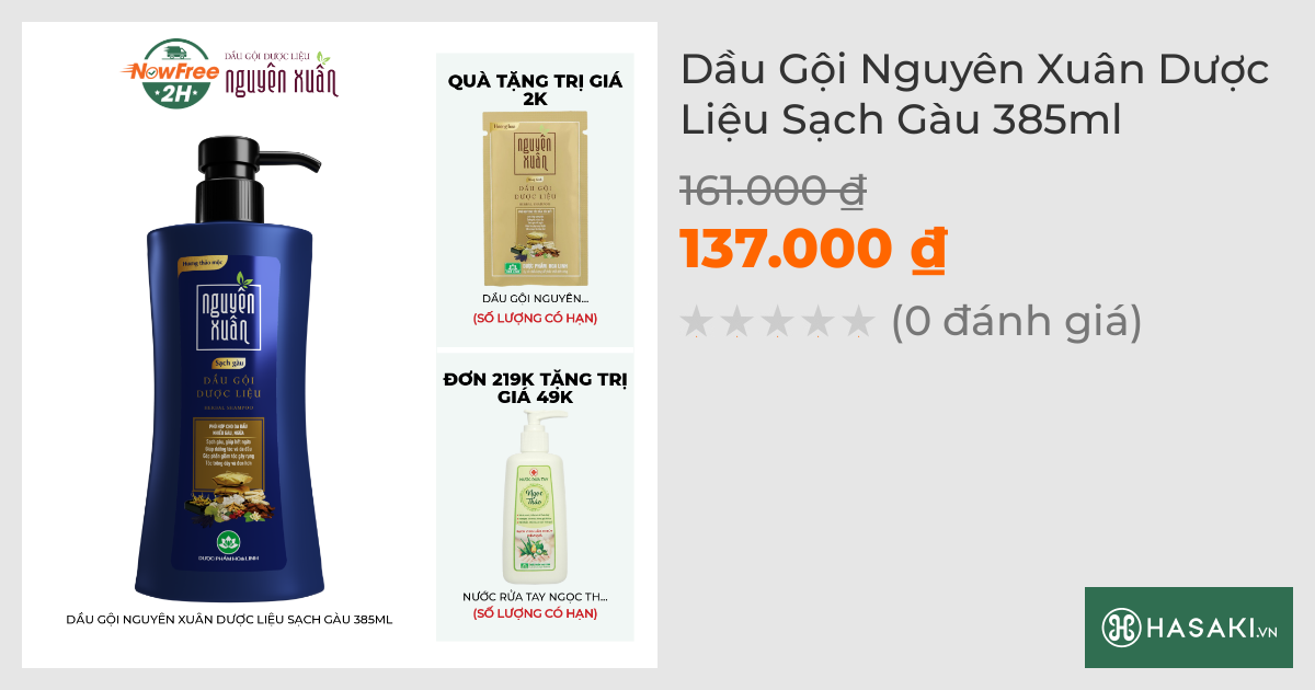 Dầu Gội Nguyên Xuân Dược Liệu Sạch Gàu 350ml